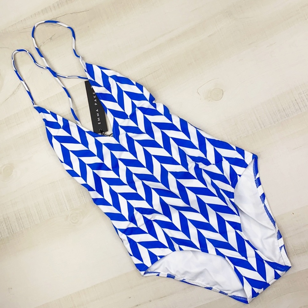EMMA PAKE Antonia lace-up printed swimsuit NWT S - Picture 4 of 13